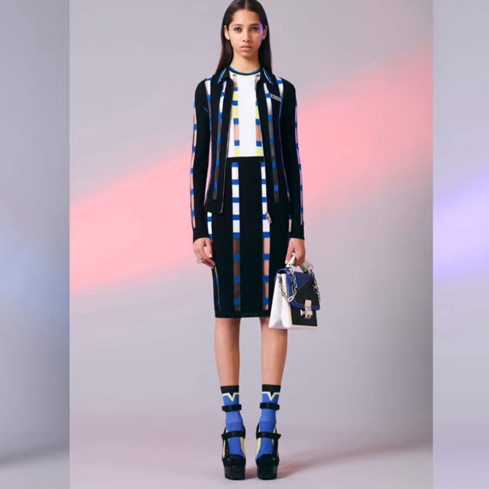 Versace Pre-Spring 2017 Runway Sheer Mesh Double Zip Jacket size 38